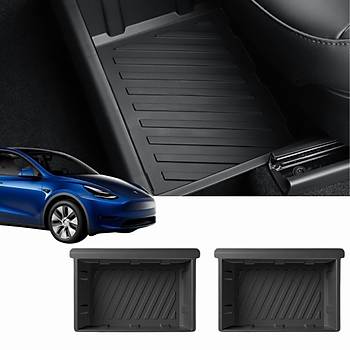 Tesla Model Y n Koltuklar Altna Taklan Saklama Alan , 2 Adet Set Olarak, Siyah Renk
