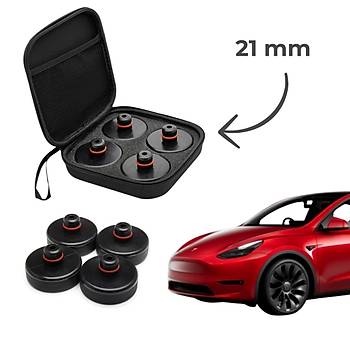 Tesla Model Y / Model 3 Lift Takoz Seti, 21 mm, 4 Adet Set Olarak, Plastik Kutusu le, Siyah Renk