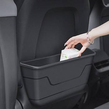 Tesla Model Y / Model 3 Arka Koltuk Arkas�na Tak�lan Ge�meli ��p Kutusu,2 Adet Set Olarak,Siyah Renk