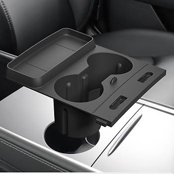 Tesla Model Y / Model 3 Orta Konsol Silikon Bardak, Telefon Tutucu ve Kablo Dzenleyici Siyah Renk