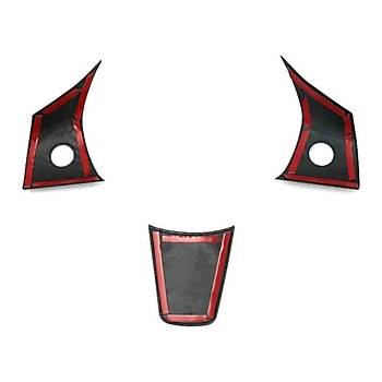 Tesla Model Y / Model 3 Direksiyon Simidi Dekoratif Kaplama Seti, 3 Adet Set, Karbon Mat Siyah Renk