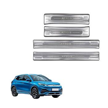 BYD Atto 3 Paslanmaz elik Kap Eii Korumas, 4 Adet Set Olarak, Parlak Gm ve Parlak Siyah