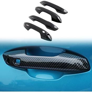 BYD Atto 3 Kap Ama Kollar erevesi, 4 Adet Set Olarak, ABS Karbon Kaplama, Siyah Renk