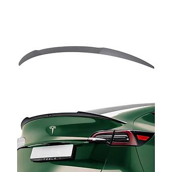 Tesla Model Y Arka Tampon nce Spor Tip Spoyleri Mat Karbon, Siyah Renk