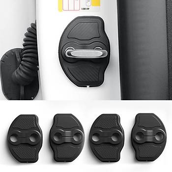 Tesla Juniper Kap Kilidi Koruma  Kapaklar, 4 Adet Set Olarak Siyah Renk