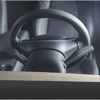 Tesla Model Y / Model 3 Direksiyon Kontrol Kolu Kaplama Seti, 2 Adet Set, Karbon Mat Siyah Renk