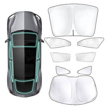 Tesla Model Y UV Korumal Gnelik Seti, 8 Adet Set Olarak, Gri Siyah Renk