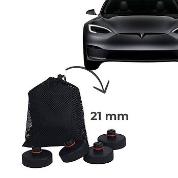 Tesla Model Y / Model 3 Lift Takoz Seti, 21 mm, 4 Adet Set Olarak, Bez Torba �le, Siyah Renk