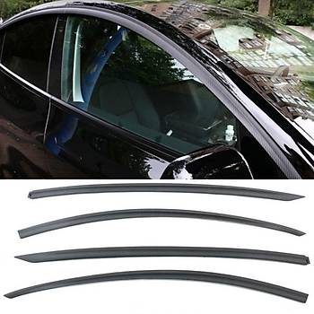 Tesla Model Y Cam Rzgarl Karbon Kaplama, 4 Adet Set Olarak, Mat Siyah Renk