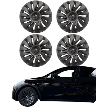 Tesla Model Y STORM Simetri Jant Kapa Seti 19 n, Mat Siyah Renk  (4 Adet Set Olarak Satlmaktadr.)