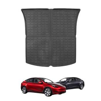 Tesla Model Y  Arka Bagaj Havuzlu Kauuk Paspas, st Ksm, Pirin Desenli, Siyah Renk