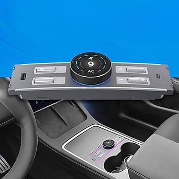 Tesla Model Y / Model 3 Fiziksel Dmeli Orta Konsol LCD USB Hub, Siyah Renk