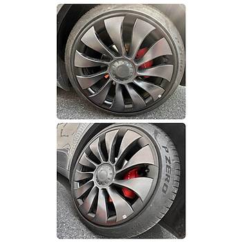 Tesla Model Y Sekmanl BLAZE Jant Kapa Seti 21 n, Mat Siyah Renk