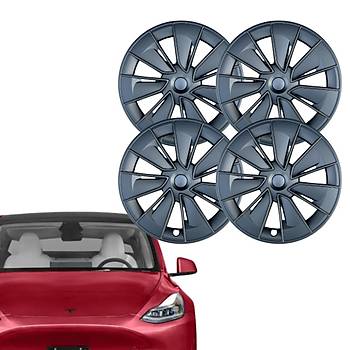 Tesla Model Y AEROX Simetri Jant Kapa Seti 19 n, Mat Siyah Renk (4 Adet Set Olarak Satlmaktadr.)
