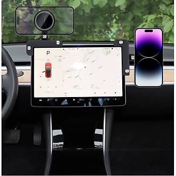 Tesla Model Y / Model 3 MagSafe Cep Telefonu Tutucu iin, Mknatsl Siyah Renk