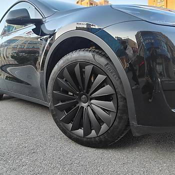 Tesla Model Y  FLOW Jant Kapa Seti 19 n, Mat Siyah Renk  (4 Adet Set Olarak Satlmaktadr.)