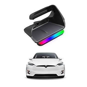 Tesla Model Y  / Model 3 Ekran Altna Taklan Dzenleyici, LED Renklere Sahip, Siyah Renk