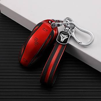 Tesla Model Y / Model 3 Anahtarlk ve Anahtar  Muhafaza Kab, Krmz Renk