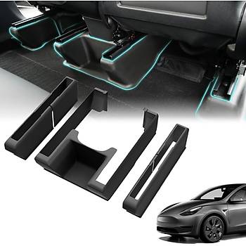 Tesla Model Y Arka Koltuklar Kenarlar Koruyucu Panel Bakaliti, 3 Adet Set Olarak, Siyah Renk