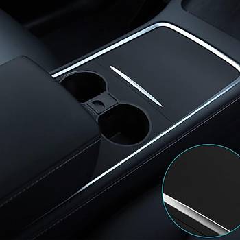 Tesla Model Y / Model 3 Orta Konsol Mat Siyah Kaplama, 2 Adet Set Olarak