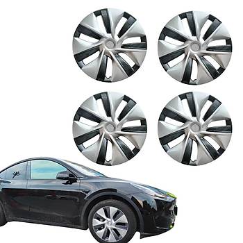 Tesla Model Y TWIN Simetri Jant Kapa Seti 19 n, Gm ve Koyu Gri Renk (4 Adet Set Olarak Satlmaktadr.)