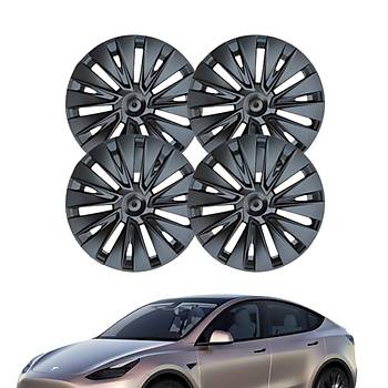 Tesla Model Y CHIC Simetri Jant Kapa�� Seti 19 �n�, Mat Siyah Renk (4 Adet Set Olarak Sat�lmaktad�r.)