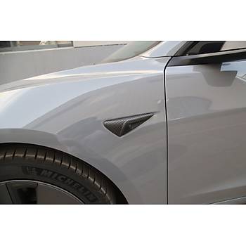 Tesla Model Y / Model 3 Yan Kamera ereve Kapa Karbon Kaplama, HW3.0, 2 Adet Set Olarak, Mat Siyah Renk