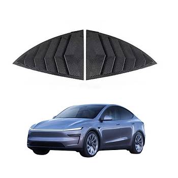 Tesla Juniper  Yan Kelebek Cam Kapa Karbon Kaplama, 2 Adet Set Olarak, Parlak Siyah Renk