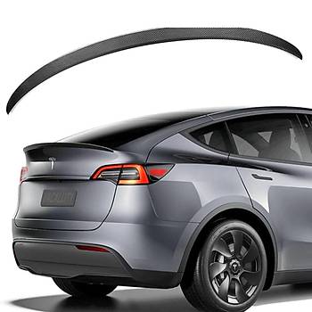 Tesla Model Y Arka Tampon Orijinal Tip Spoyleri Mat Karbon, Siyah Renk