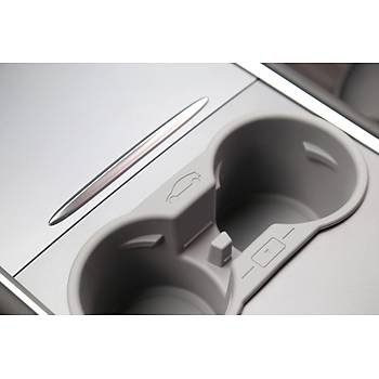 Tesla Model Y / Model 3 Orta Konsol Silikon Bardak Tutucu Siyah ve Gri Renk Seenei le