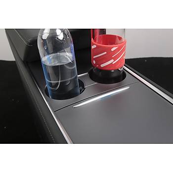 Tesla Model Y / Model 3 Orta Konsol Sert Plastik ecek Tutucu Blc, Mat Gri Renk