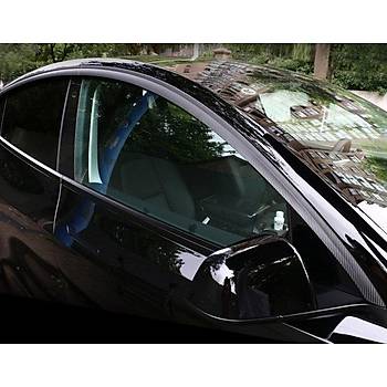 Tesla Model Y Cam Rzgarl Karbon Kaplama, 4 Adet Set Olarak, Mat Siyah Renk