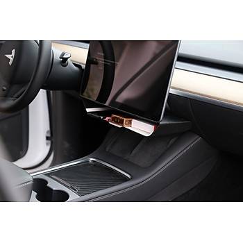 Tesla Model Y Orta Ekran Altna Taklan Geni Dzenleyici Gri, Beyaz ABS+TPE Yksek Kaliteli Plastik