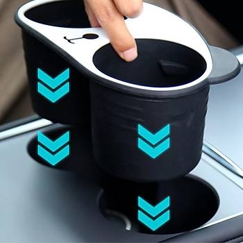 Tesla Model Y / Model 3 Orta Konsol  Panda Silikon Bardak Tutucu, Siyah Beyaz Renk