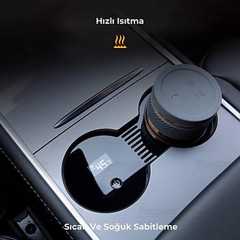 Tesla Model Y / Model 3 Fincan Scaklk Kontrol Sistemi, 4 Etkili Ayarda Kontrol, AMD ip le Kontrol, Siyah