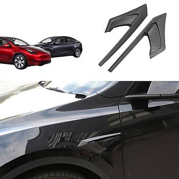 Tesla Model Y Yan Kamera Ka Karbon Kaplama, 2 Adet Set Olarak, Mat Siyah Renk