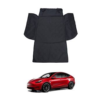 Tesla Model Y Evcil Dostlarmz in Bagaj Yzey Koruyucusu, Portatif ve Katlanabilir, Oxford Kuma, Siyah Renk