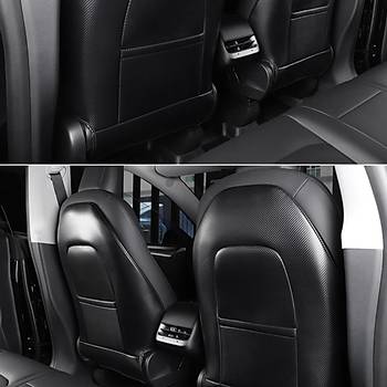 Tesla Model Y / Model 3 n Koltuk Arkas Koruyucu Kaplama Sa ve Sol, 2 Adet Set Olarak, Karbon Renk