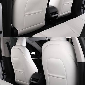 Tesla Model Y / Model 3 n Koltuk Arkas Koruyucu Kaplama Sa ve Sol, 2 Adet Set Olarak, Beyaz Renk