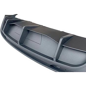 Tesla Model Y Arka Tampon Spoyleri, Arka Difzr, Siyah Mat Karbon