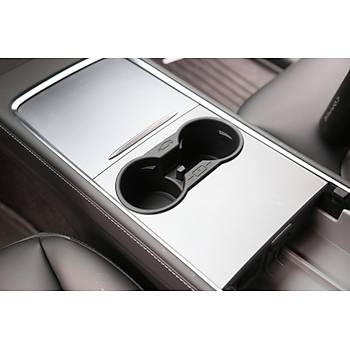 Tesla Model Y / Model 3 Orta Konsol Silikon Bardak Tutucu Siyah ve Gri Renk Seenei le