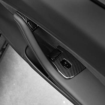 Tesla Model Y / Model 3 n ve Arka Kaplar Dekoratif Kaplama Set, 14 Adet Set, Karbon Mat Siyah Renk