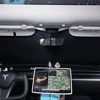 Tesla Model Y  UV Korumal n Cam in Gnelik Perdesi, Siyah Renk