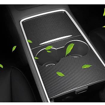 Tesla Model Y  / Model 3 Orta Konsol Karbon Kaplama Sticker, 2 Adet Set Olarak