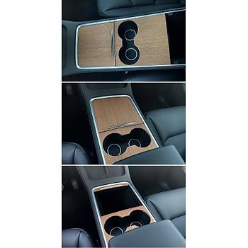 Tesla Model Y  / Model 3 Orta Konsol Ah�ap Kaplama, 2 Adet Set Olarak