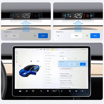 Tesla Model Y / Model oklu Fonksiyonu Gsteren Havalandrmaya Taklan Ekran Gstergesi, Siyah Renk
