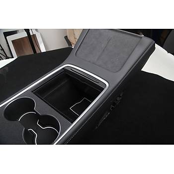 Tesla Model Y / Model 3 Orta Konsol Dzenleyici st Kaymaz Yzey Kuma Kaplamal, Siyah Renk