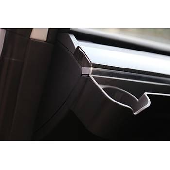 Tesla Model Y / Model 3 n Gs Bardak ve Telefon Tutucu Beyaz ve Gri Renk Seenei le