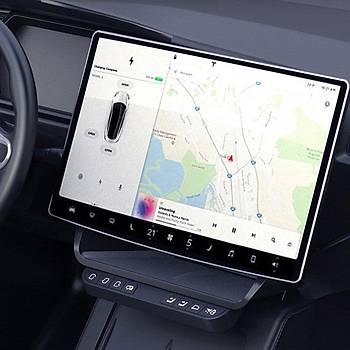 Tesla Model Y  / Model 3 Ekran Altna Taklan Kablosuz Dzenleyici, Fonksiyonel Dmelere Sahip, Siyah Renk