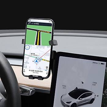 Tesla Model Y / Model 3 Ekran Arkasna Taklan Cep Telefonu Tutucusu, Siyah Renk